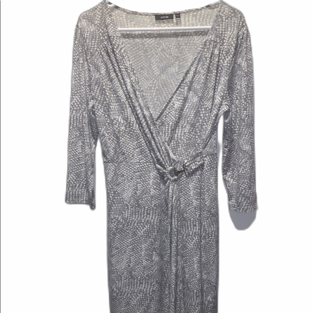 Apt 9 Gray and White Wrap Dress